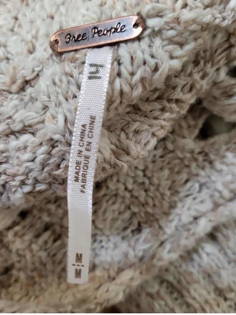 Free People Cream Cable Knit Button-Front Cardigan